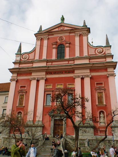 Red Franciscan Church in Ljubljana, Slovenia