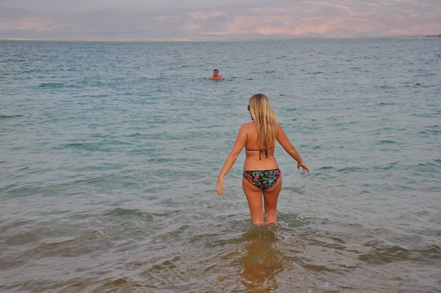 Swimming in the Dead Sea, Israel