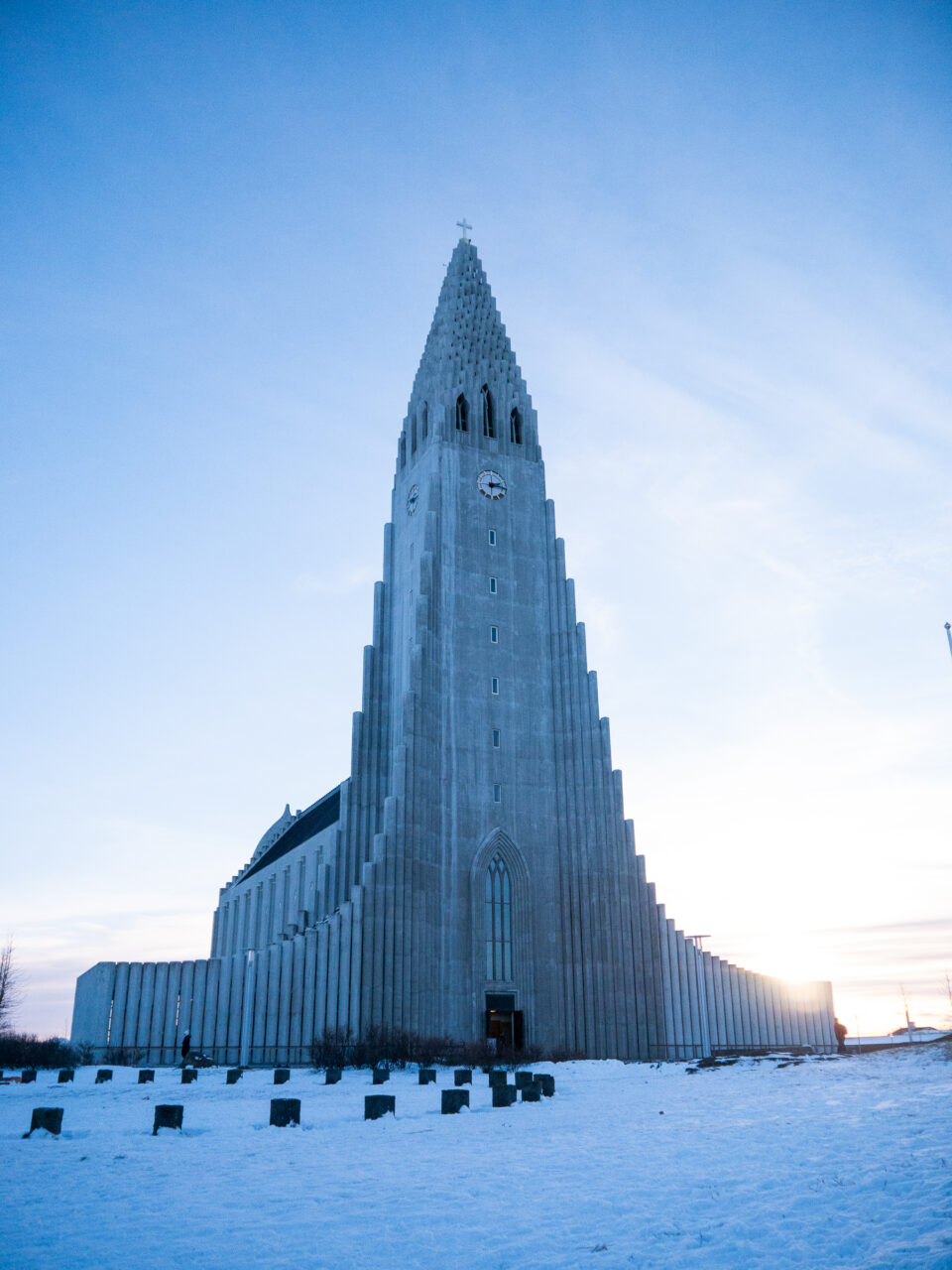 Hallgrimskirkja church in Reykjavik in Winter