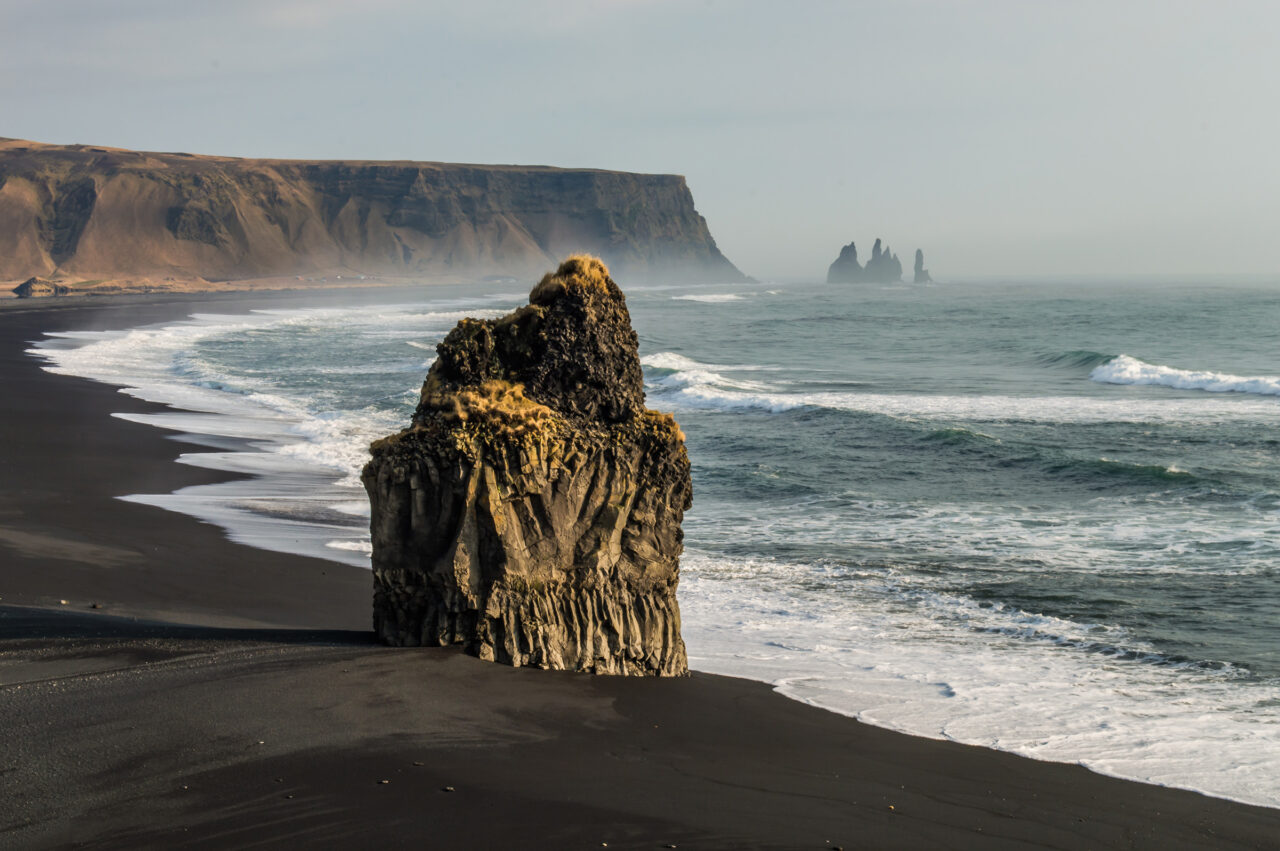 rock formation on Reynisfjara Black Sand Beach in Iceland