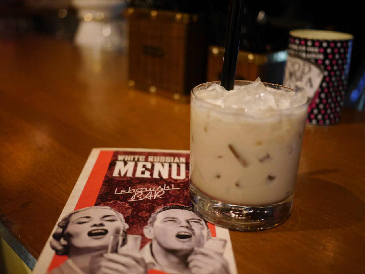 white russian cocktail at lebowski bar in Reykjavik