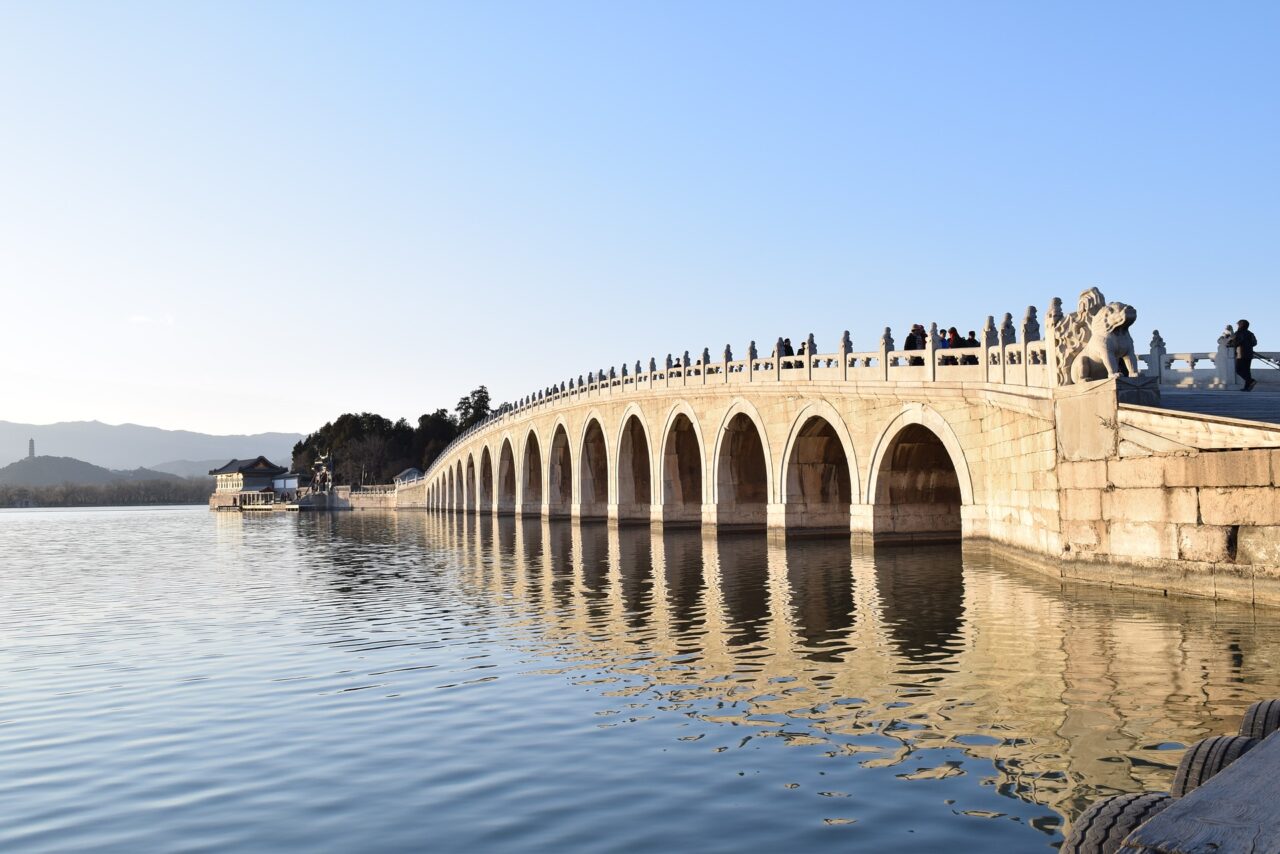 summer palace arch bridge in beijing, china