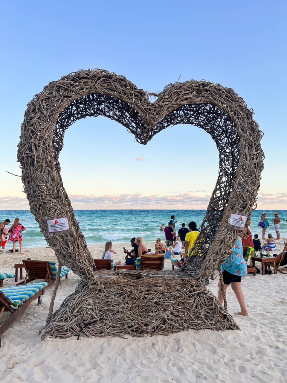 Heart sculpture on the beach in Playa del Carmen