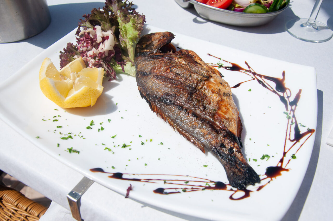 Grilled fish at Churchills Gozo