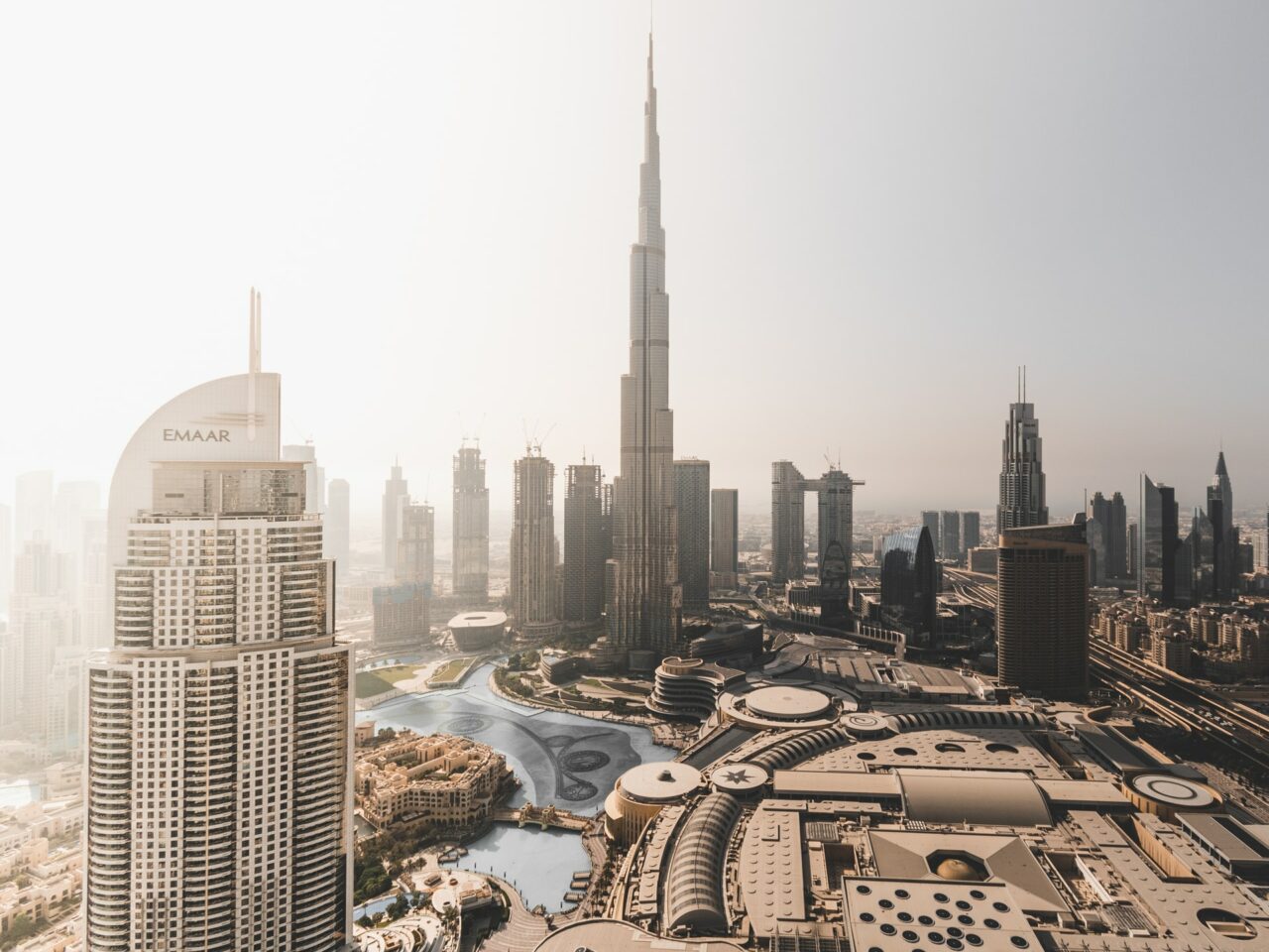Dubai cityscape with view of Burj Khalifa