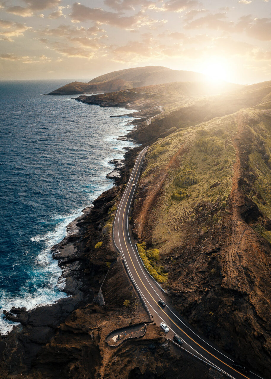 Coastal road in Oahu