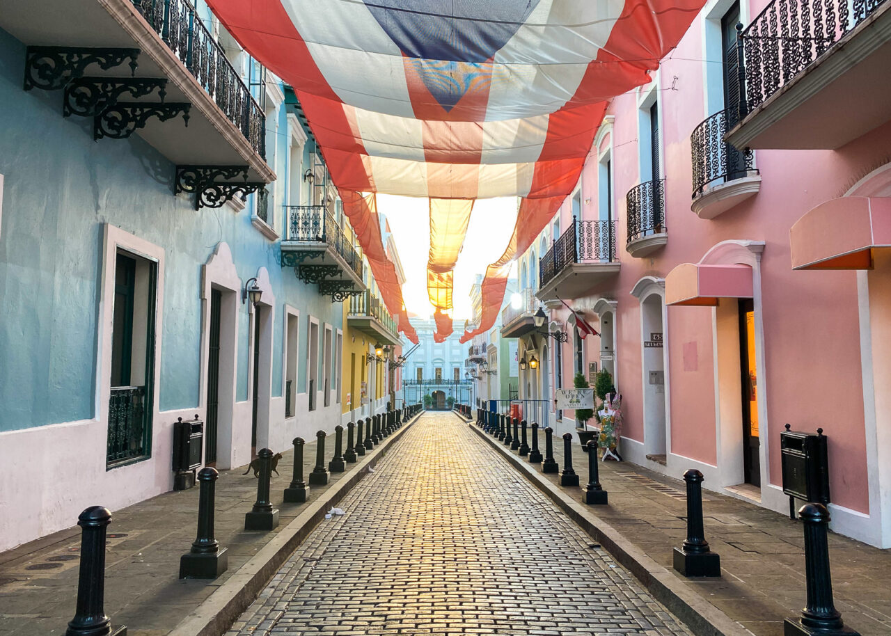 Street with colorful buildings in Old San Juan, Puerto Rico