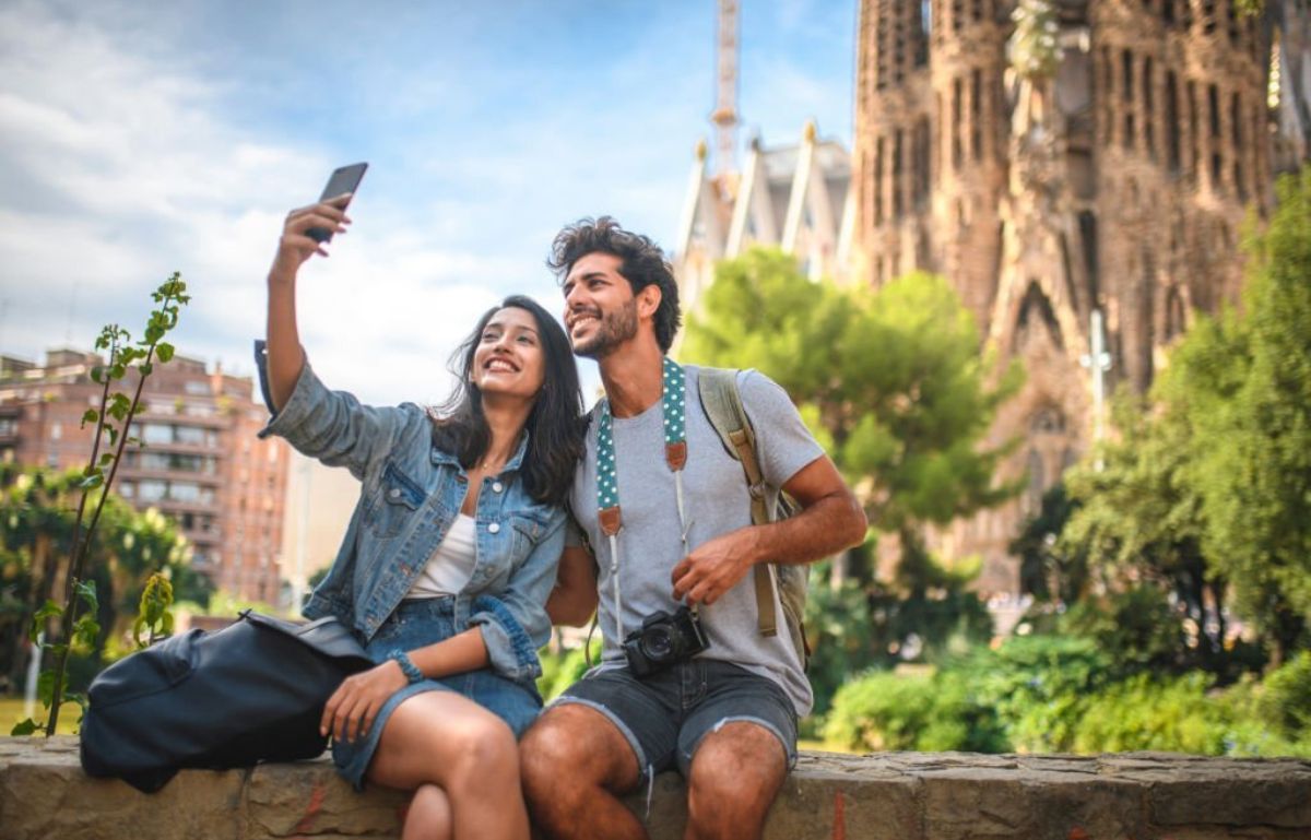 Tourists taking a selfie
