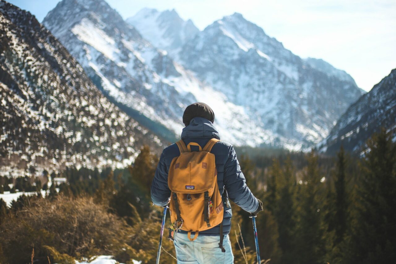 Man on ski slopes