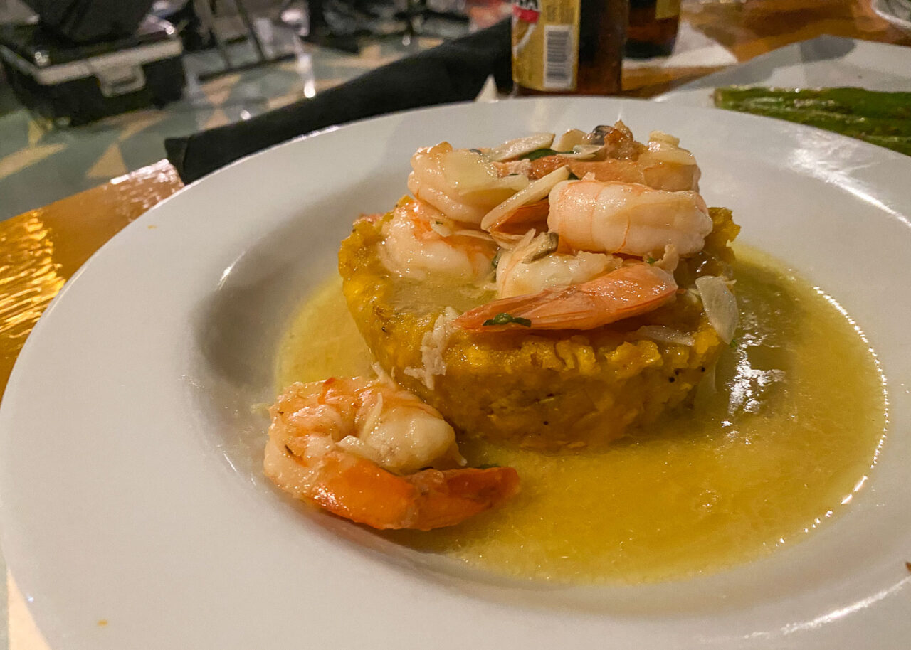Mofongo with shrimp in Puerto Rico