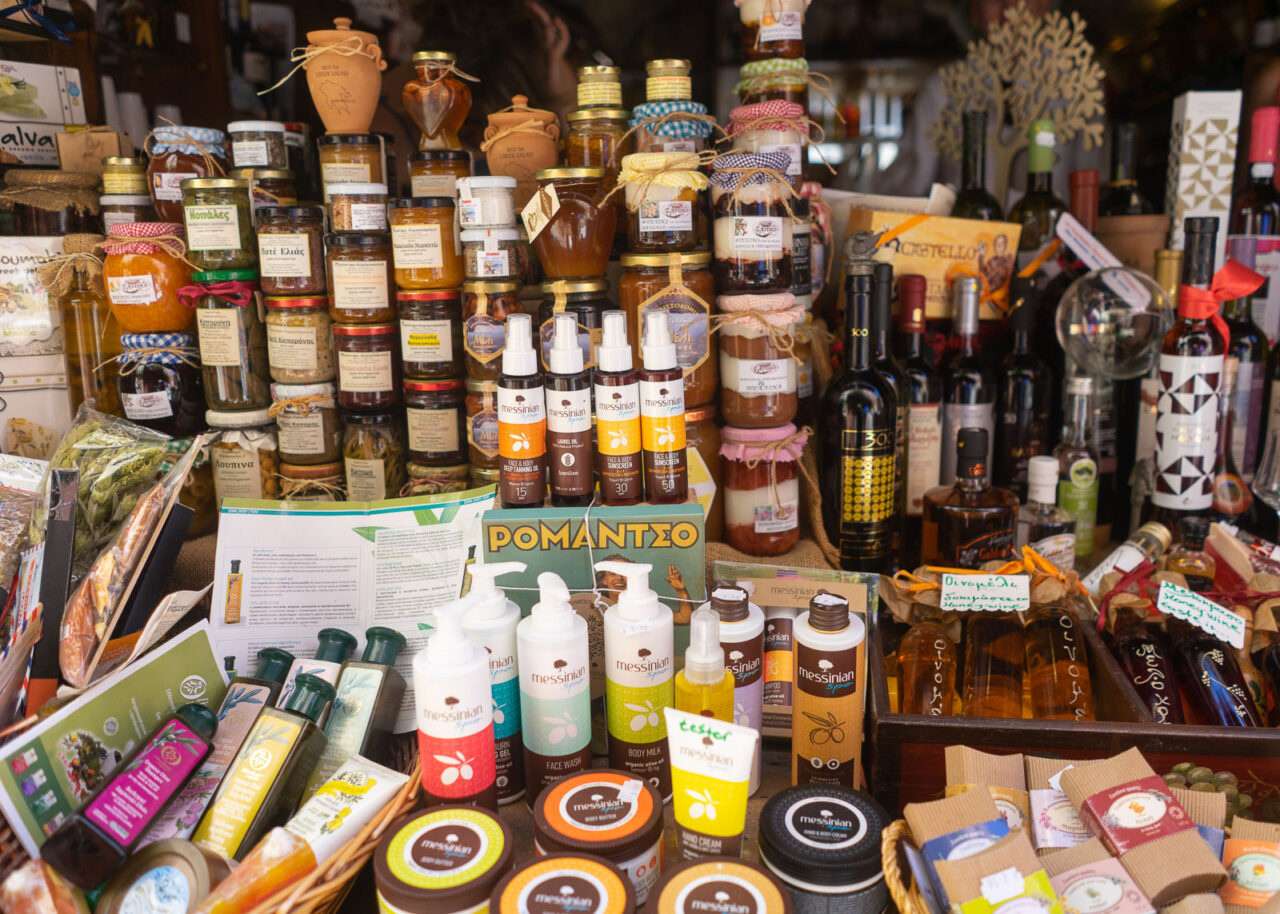 Shop selling local products and jams in Monemvasia, Greece