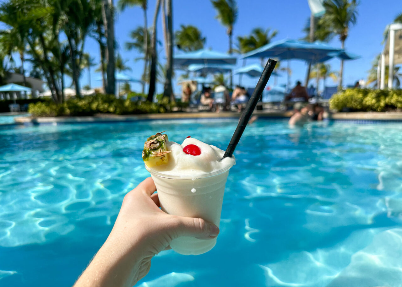 Pina Colada by the pool in Puerto Rico