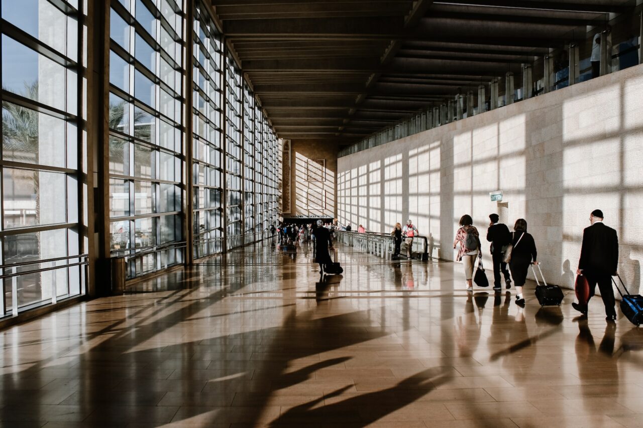 Business travelers at airport
