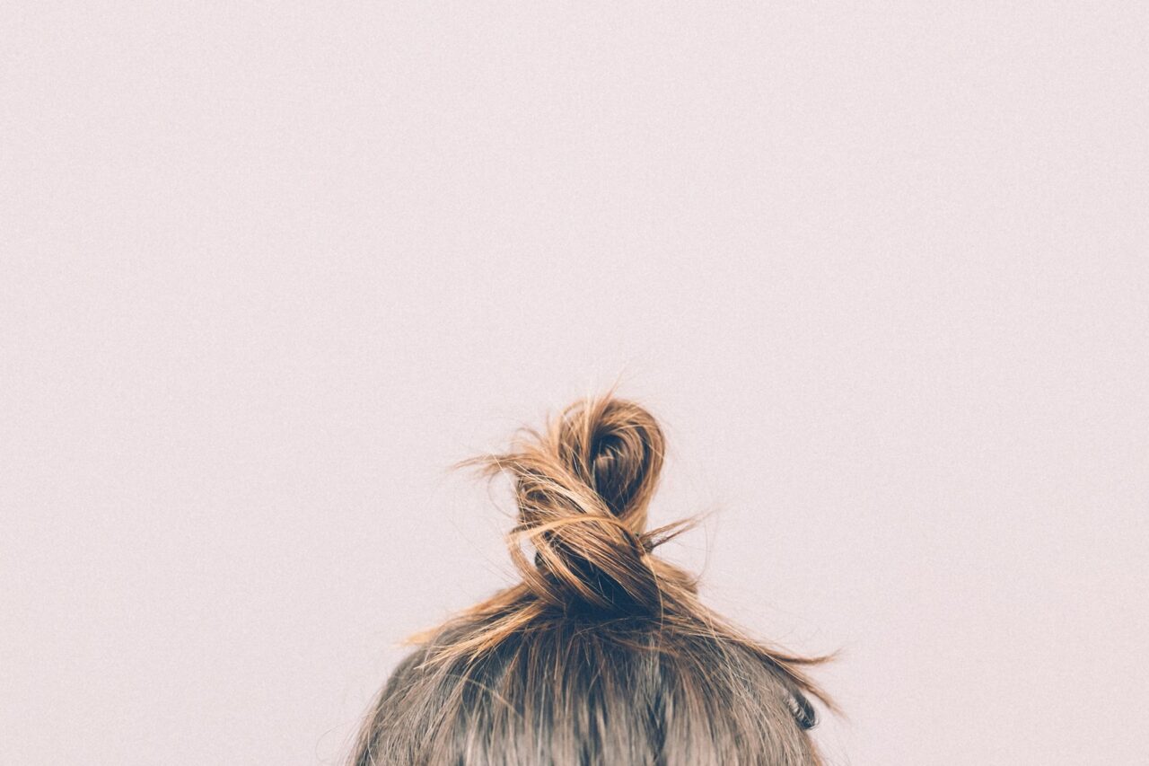 Hair in top knot
