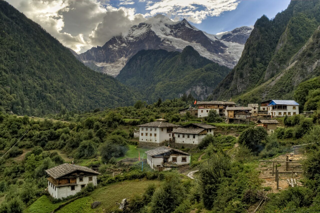 White concrete houses in Nepal