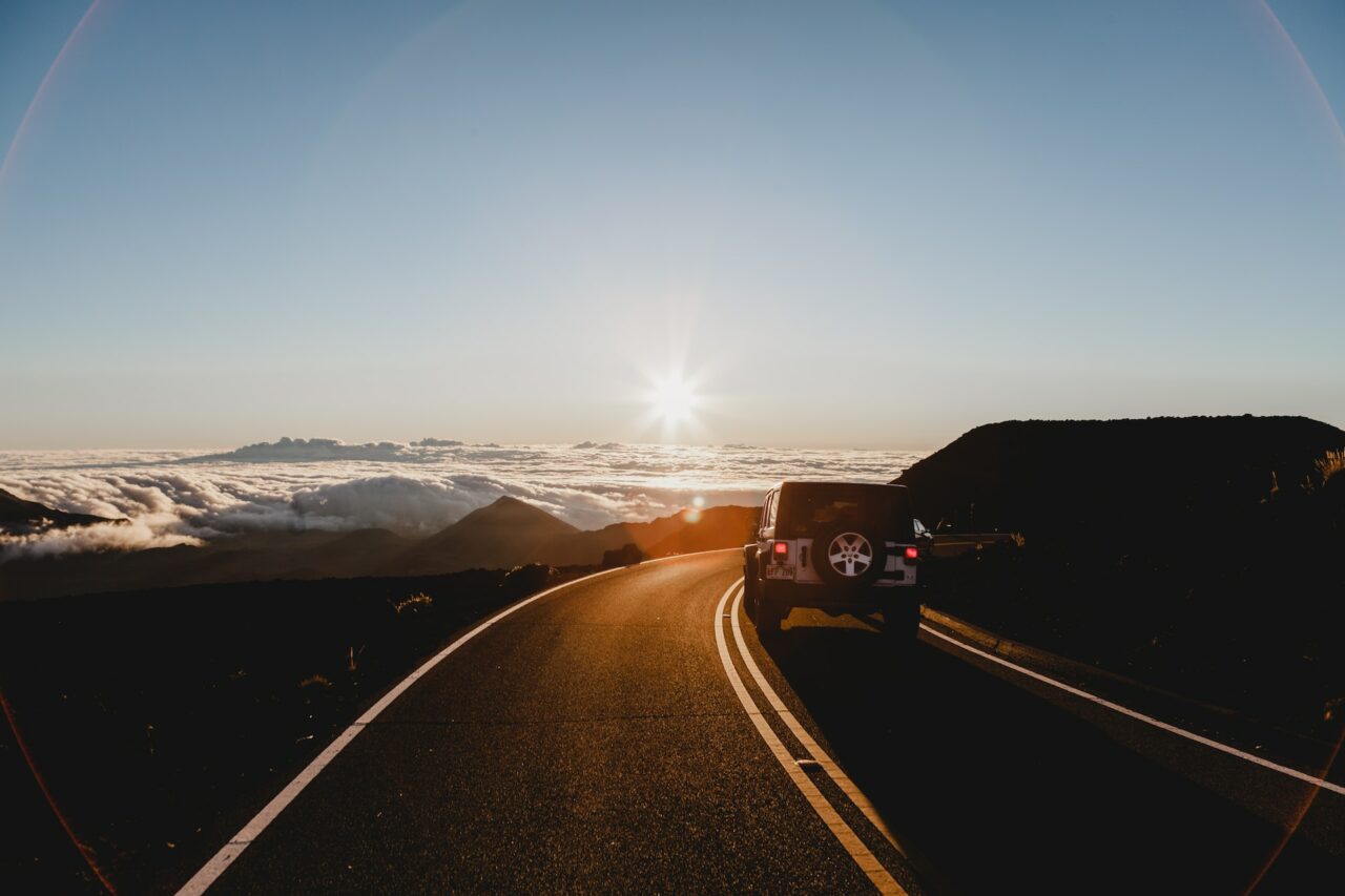 Car driving on a road in Hawaii