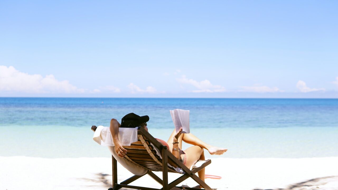 Woman sitting in a chair on vacation