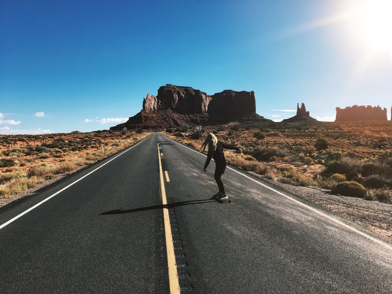 girl longboarding in Utah