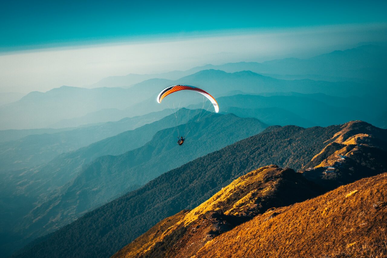 Paragliding over mountains