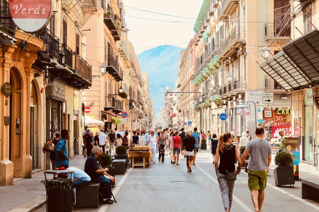 Shopping street in Italy