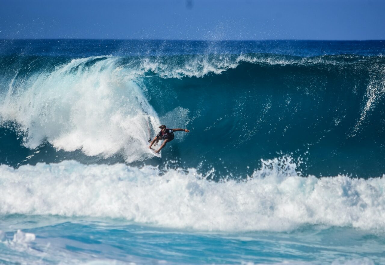 Surfer riding a wave