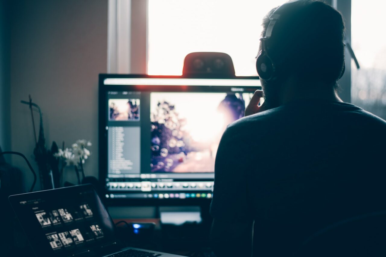 Person photo editing on a computer