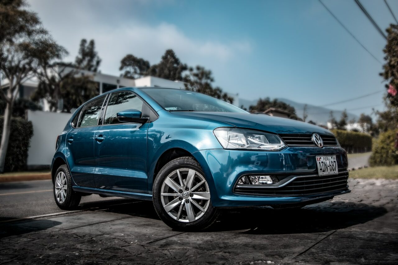 Blue Volkswagen hatchback