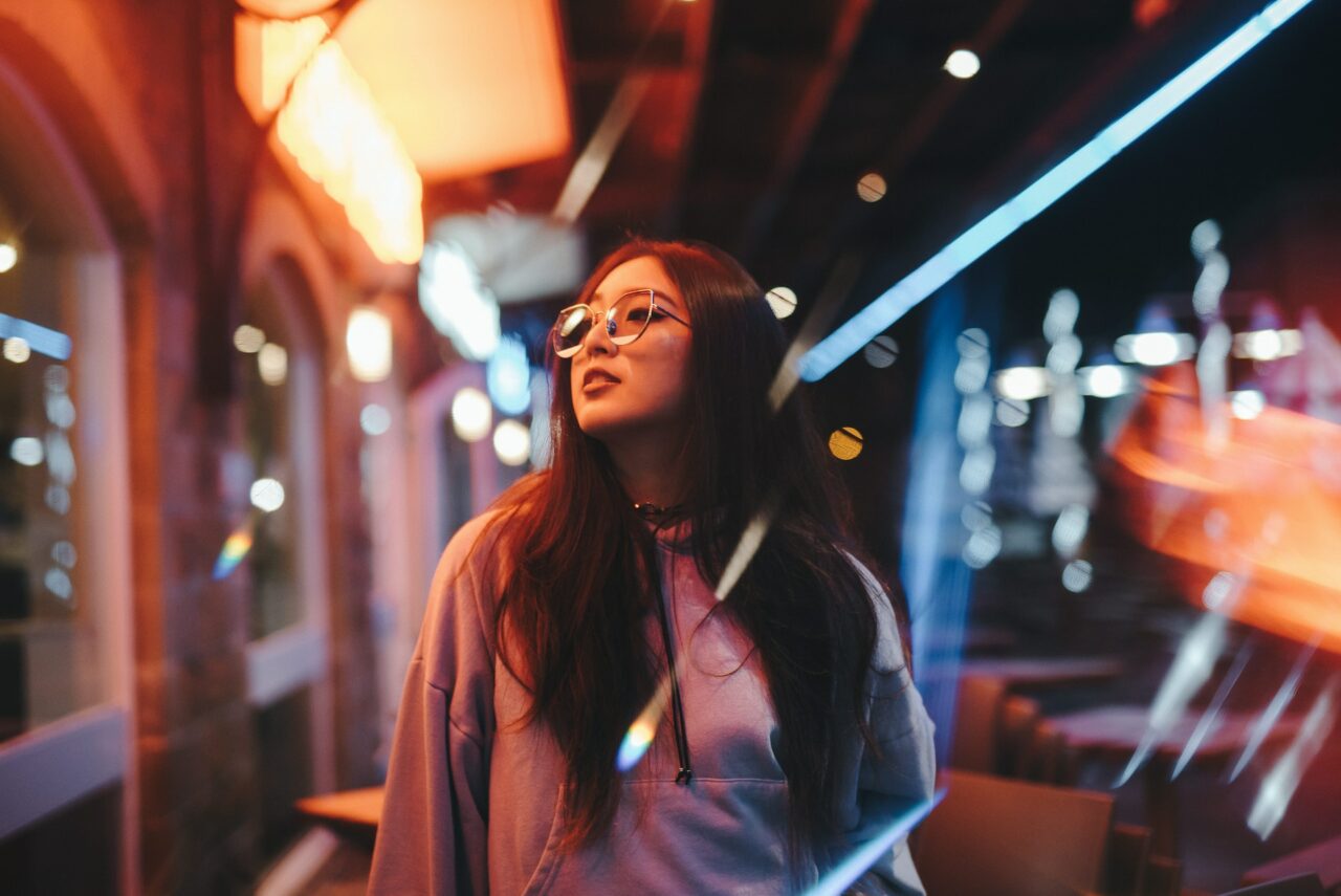 Woman wearing glasses