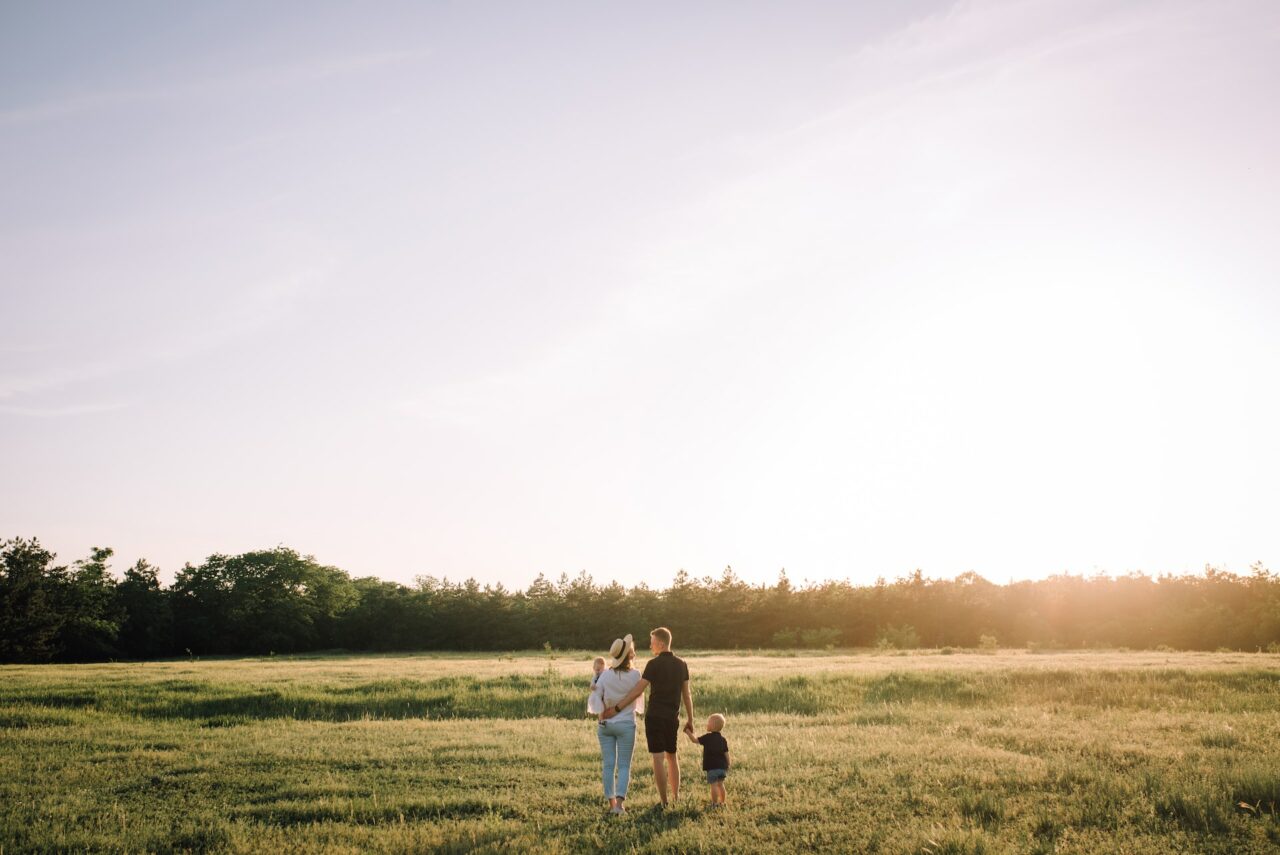 Family in a field