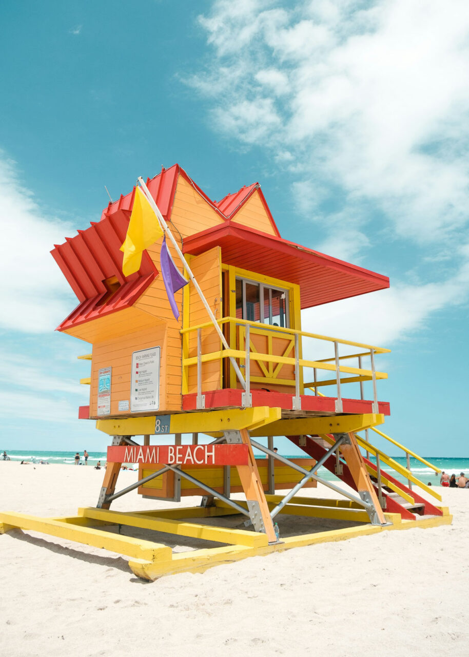 Colorful beach hut on the beach in Miami