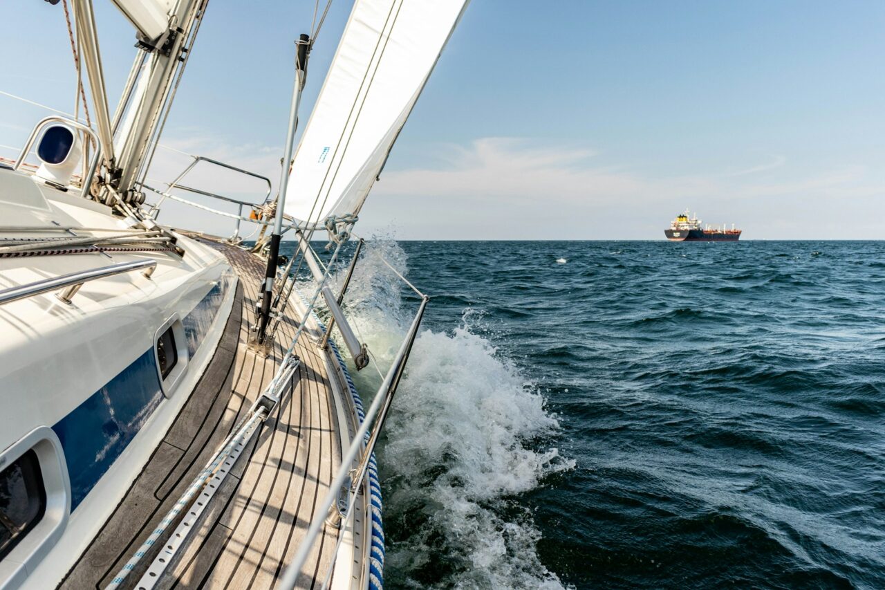 Boat heeling on the water