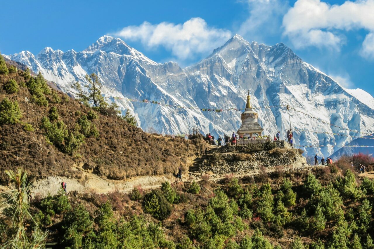 Everest Base Camp on a sunny day