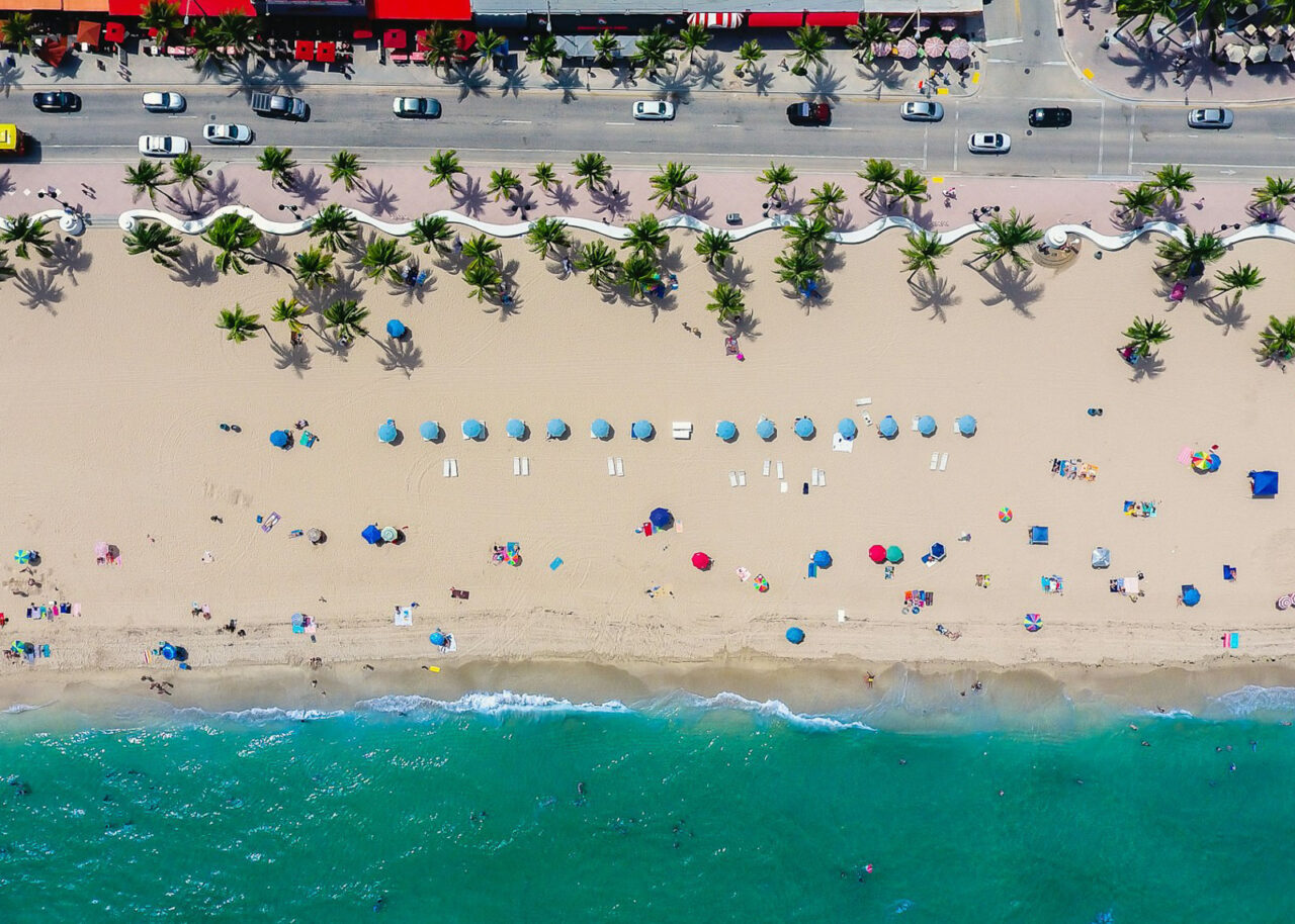 Drone shot of Fort Lauderdale beach