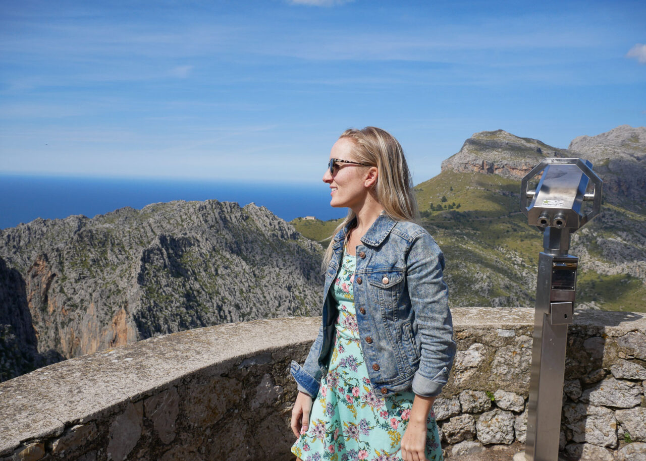 Woman at a lookout spot along the MA-10 road in Mallorca