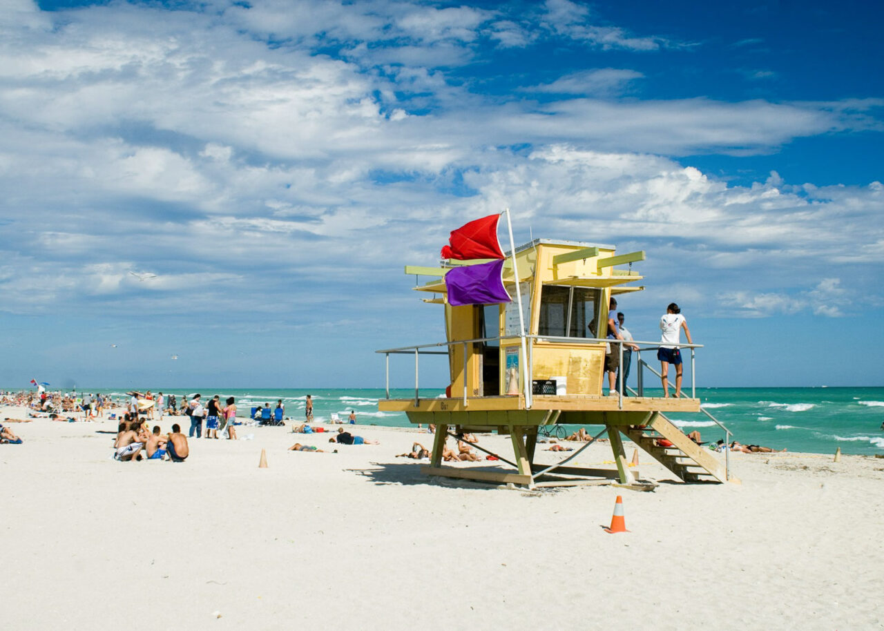 Beach hut on South Beach, Miami