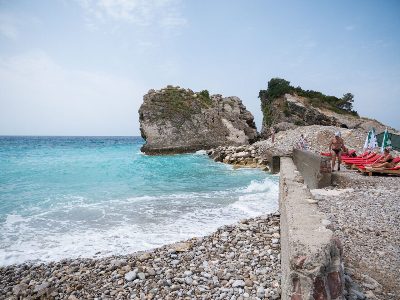 Pebbly beach and rocks on Sveti Nikola