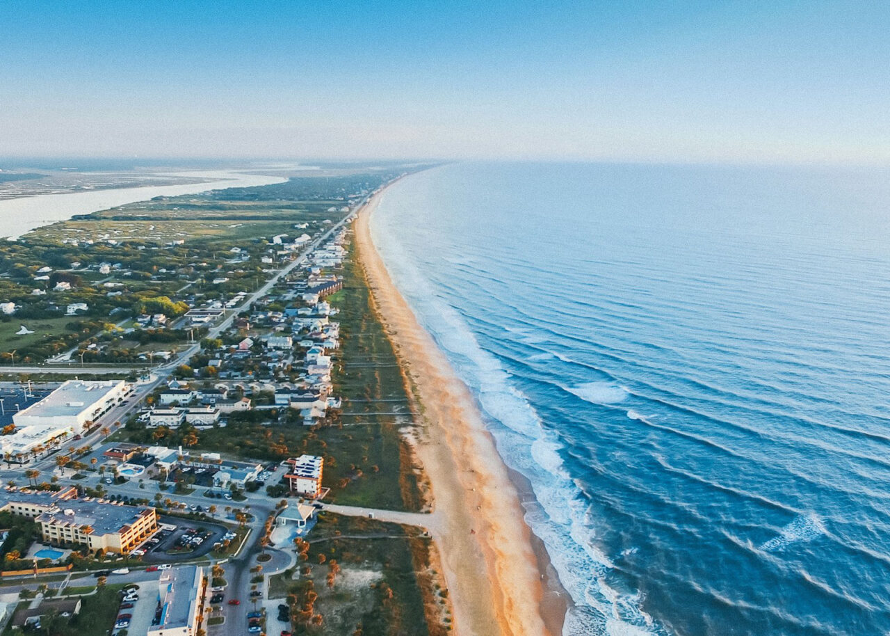 Aerial shot of St. Augustine coastline