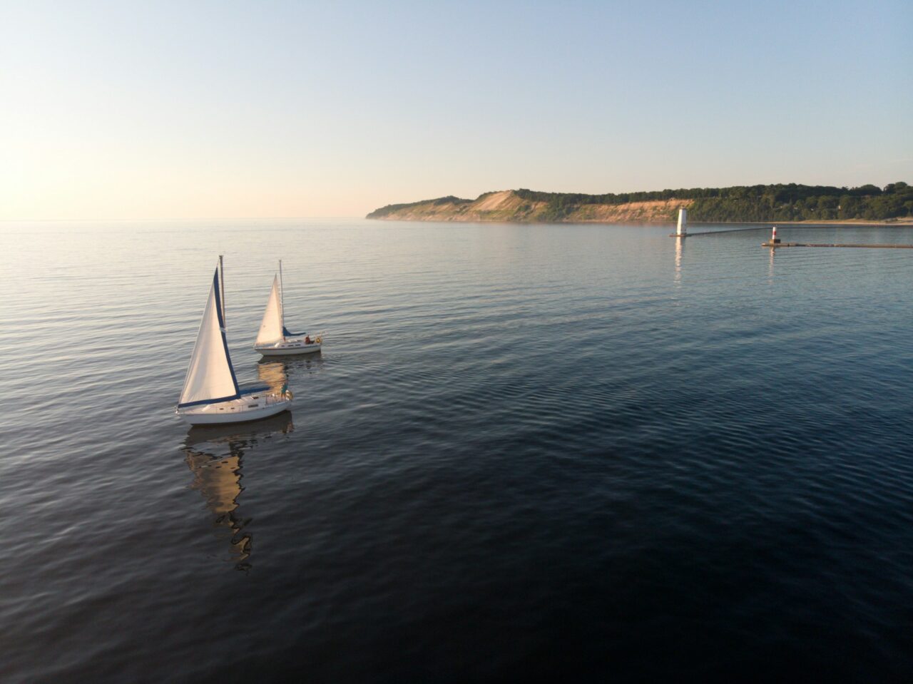 Two sailboats on Lake Michigan