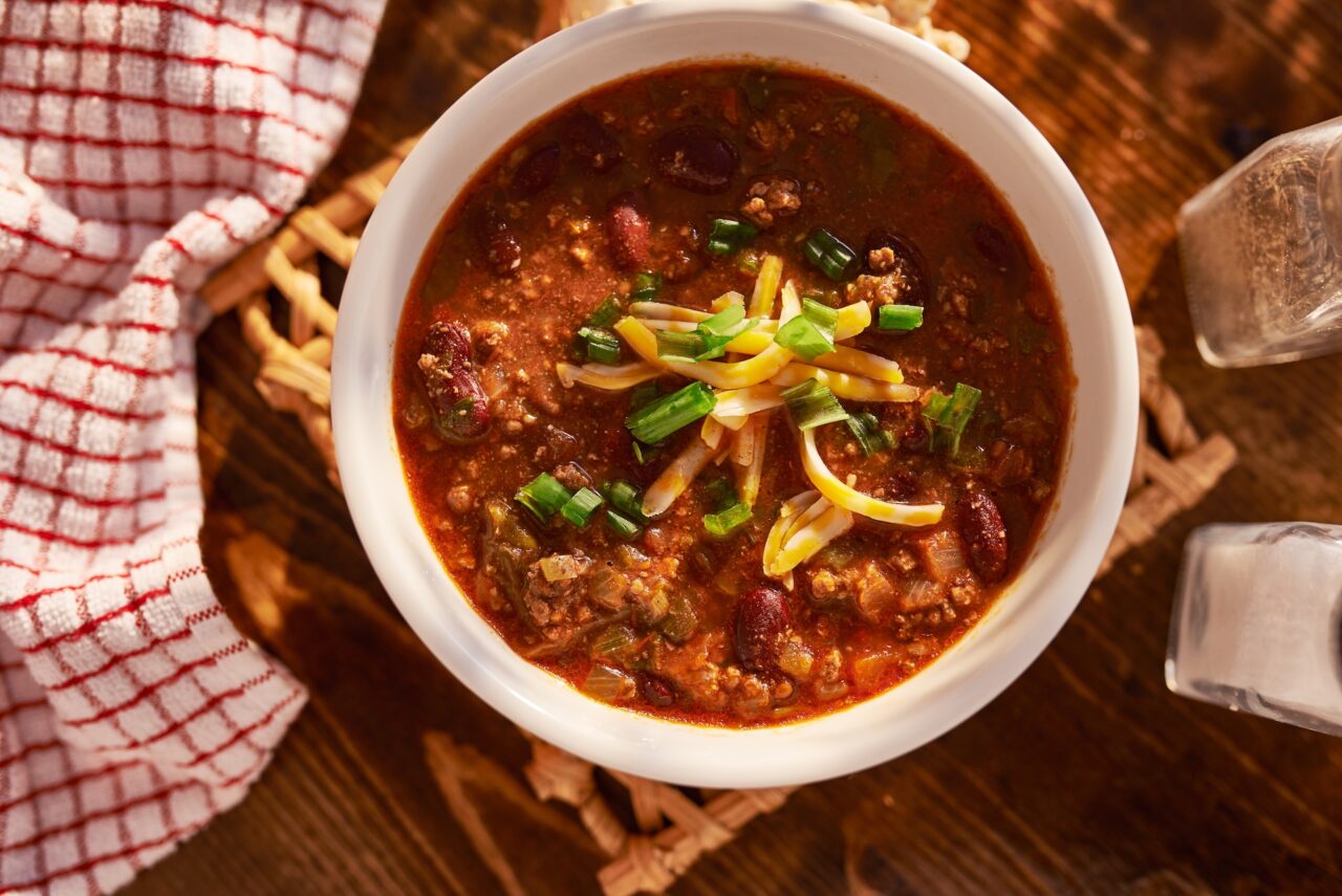 Bowl of Wyoming chili - famous food from Wyoming