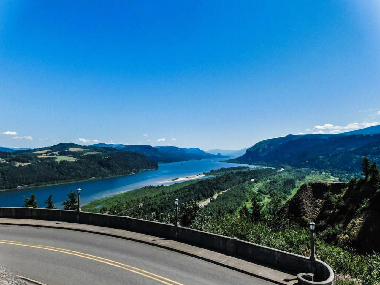 View of Columbia River Gorge In Oregon