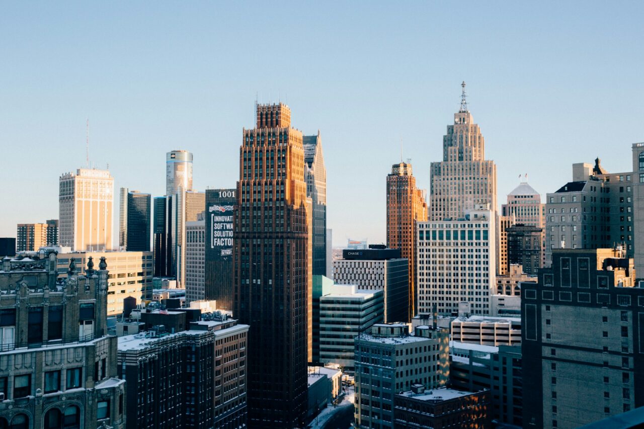 High rise buildings in Detroit, Michigan