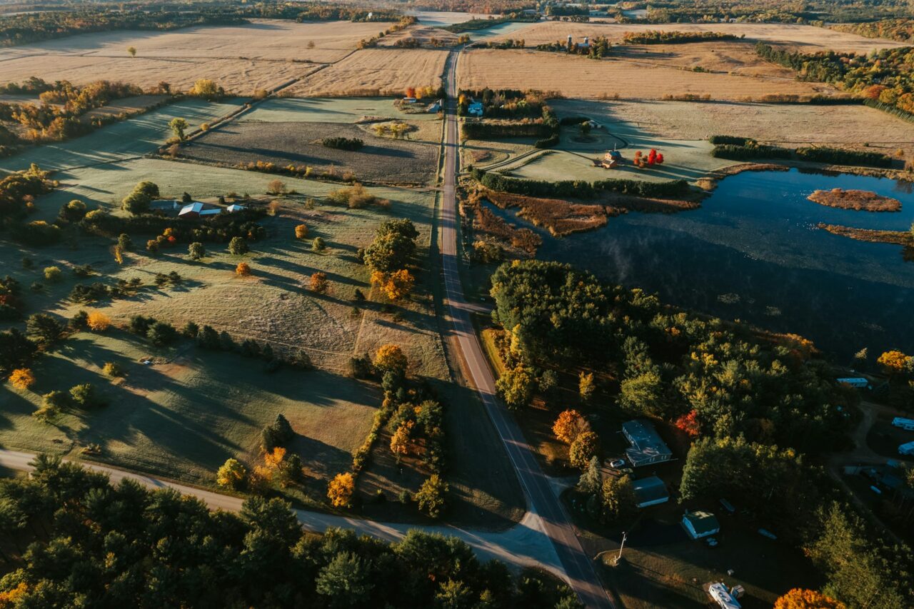 Aerial view of farmland in Wisconsin