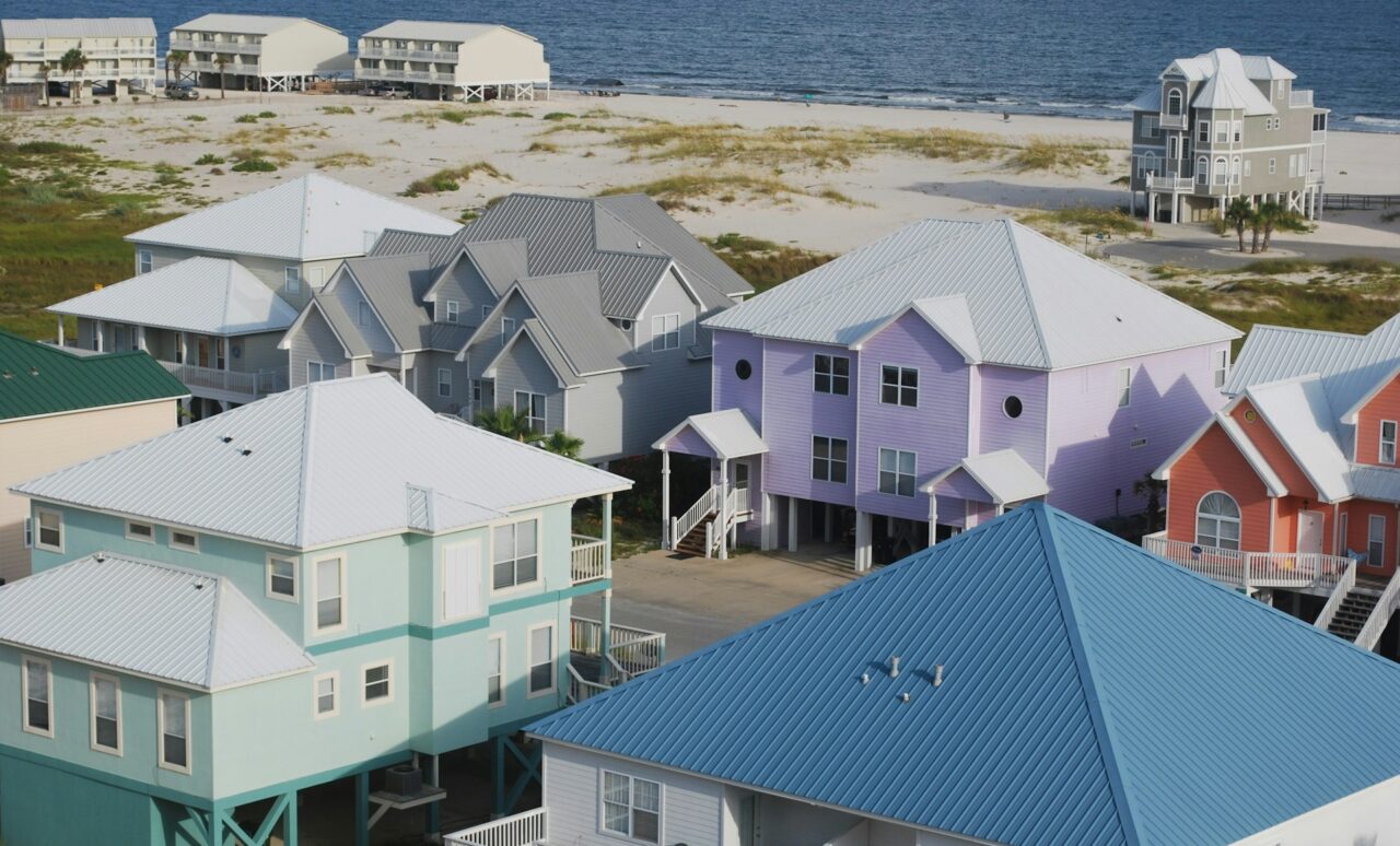 Pastel colored houses on the Gulf Shores, Alabama