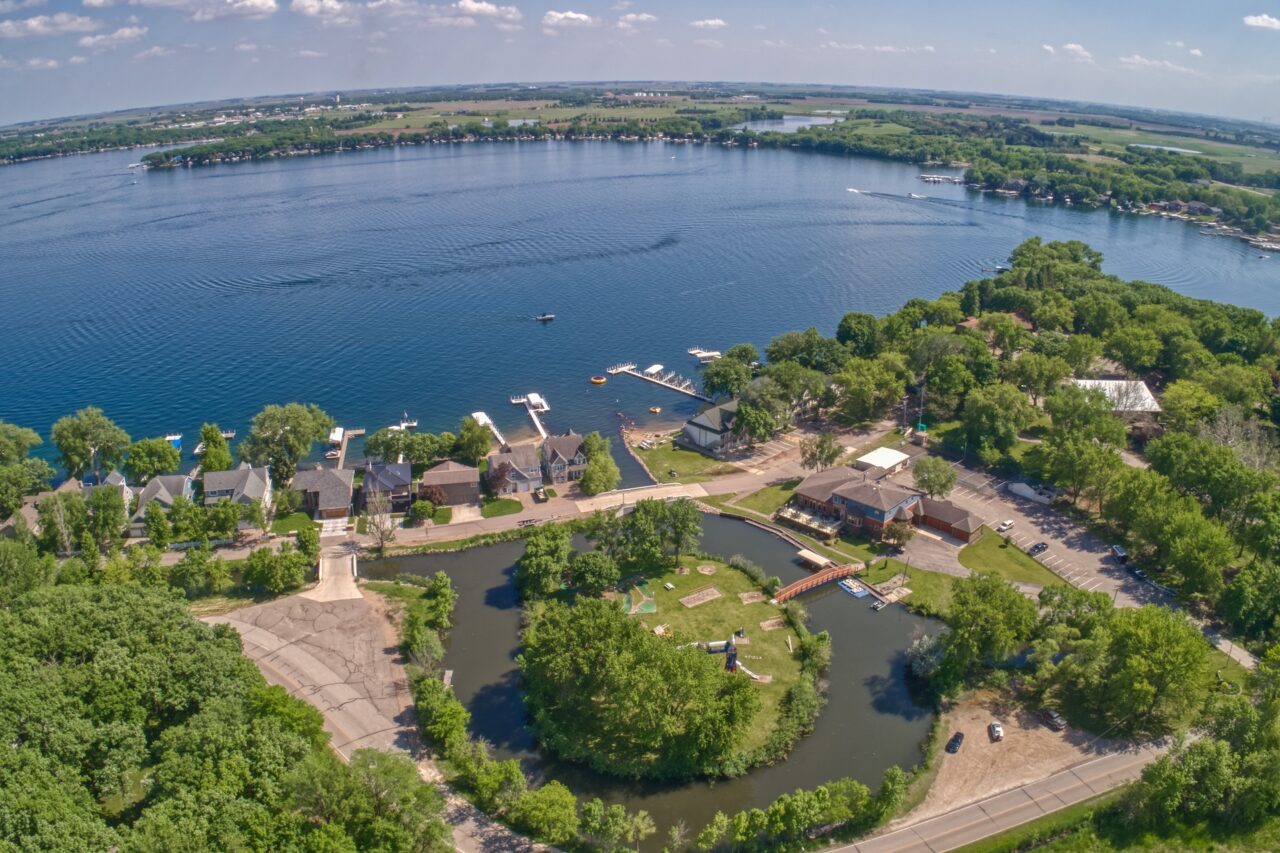 Aerial view of Lake Okoboji in Iowa