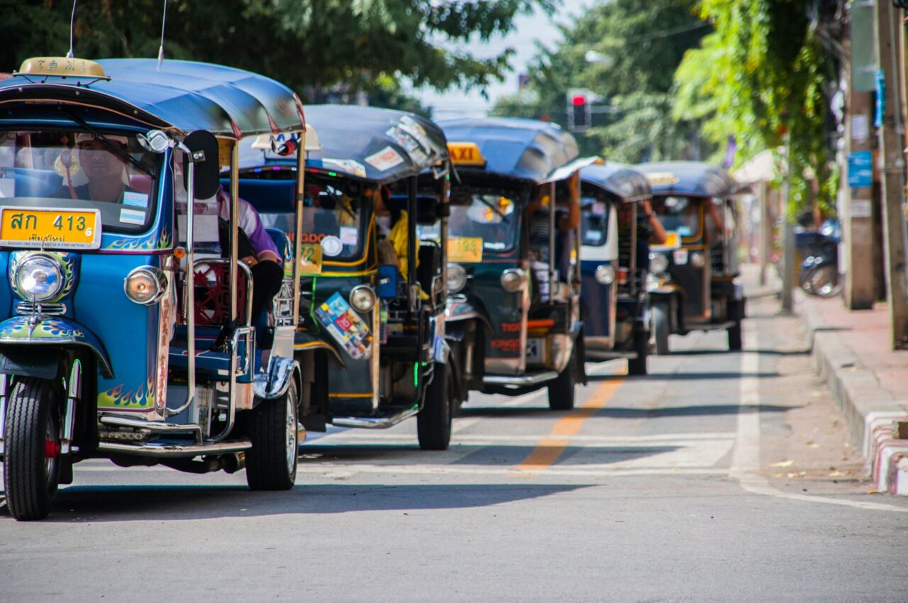 Line of Tuk-Tuks in Chiang Mai, Thailand
