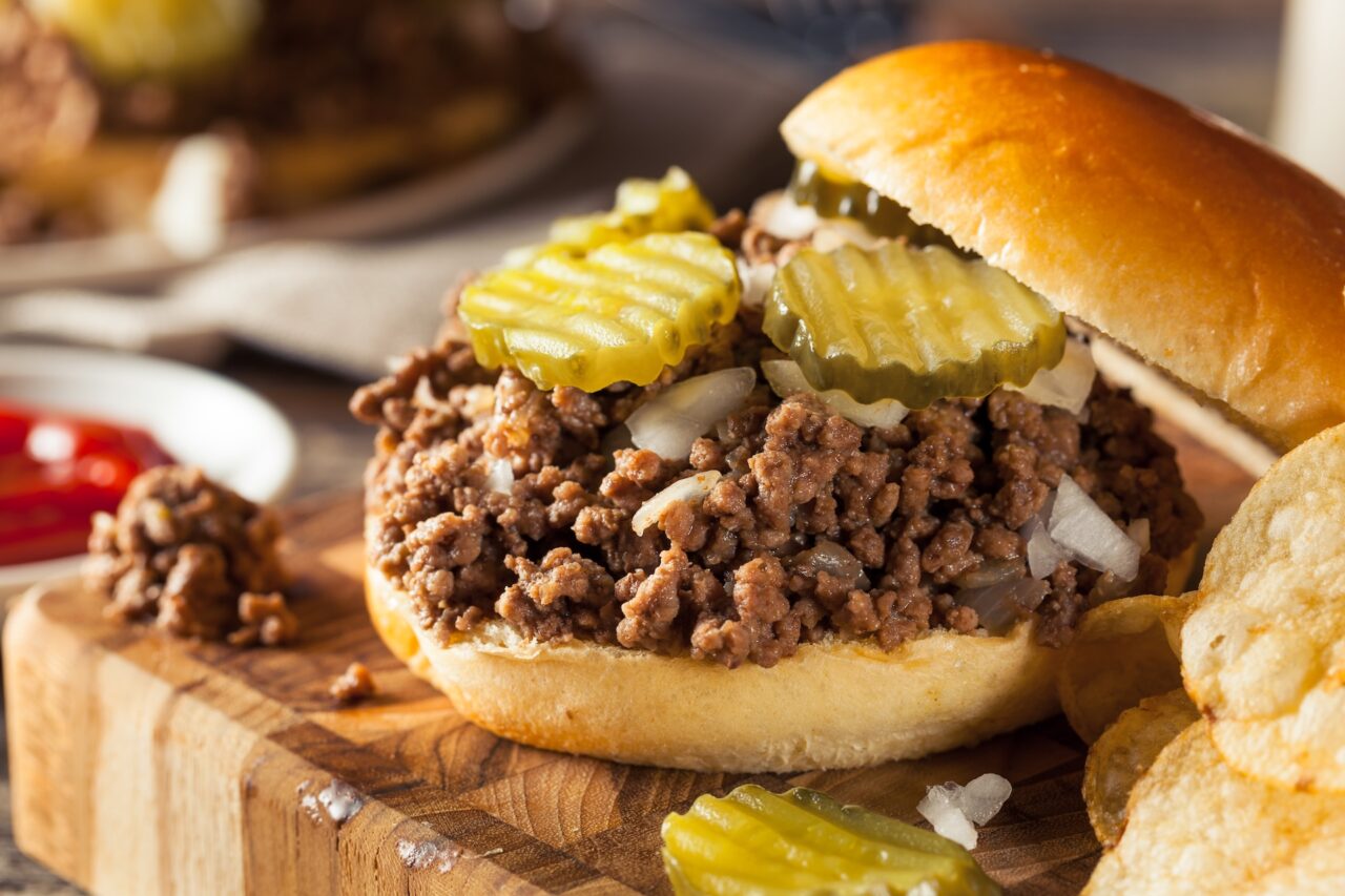 Maid Rite style loose meat sandwich - popular dish in Iowa
