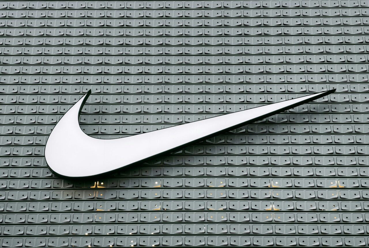 Nike logo on the side of a building in Oregon
