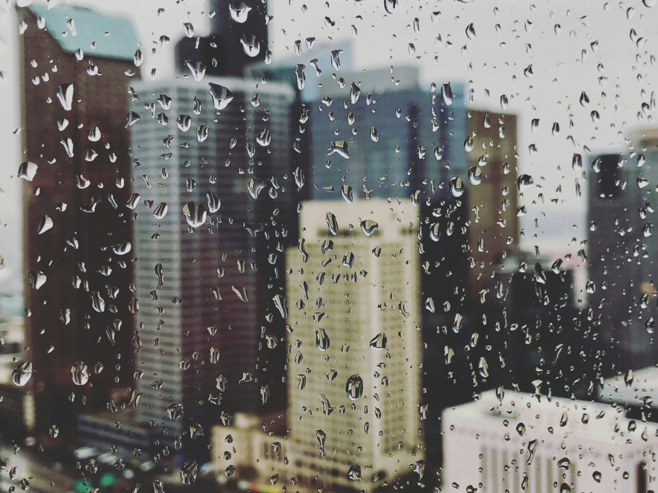 Rain drops on a window in Seattle