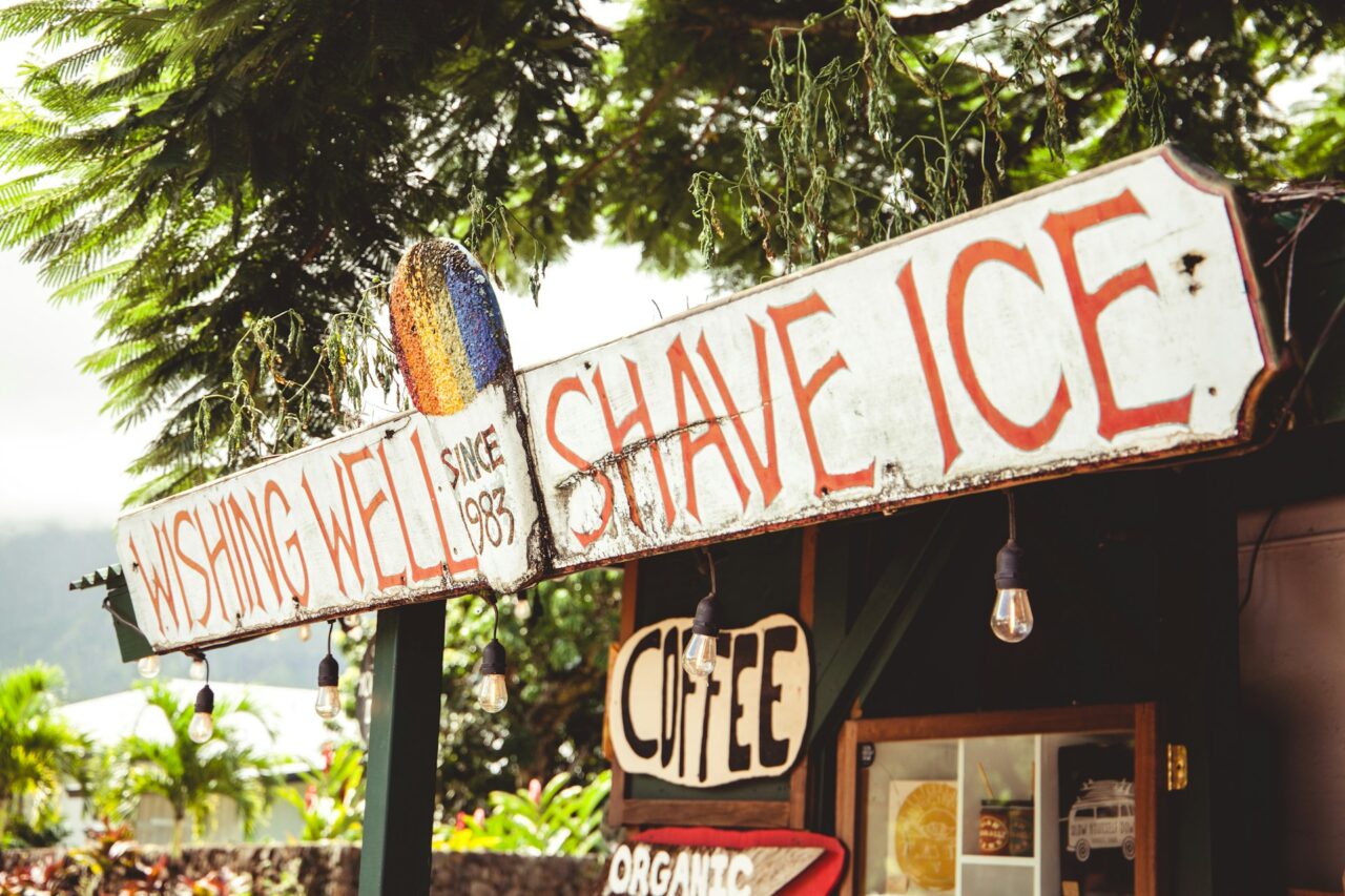 Wishing Well Shaved ice sign in Hawaii