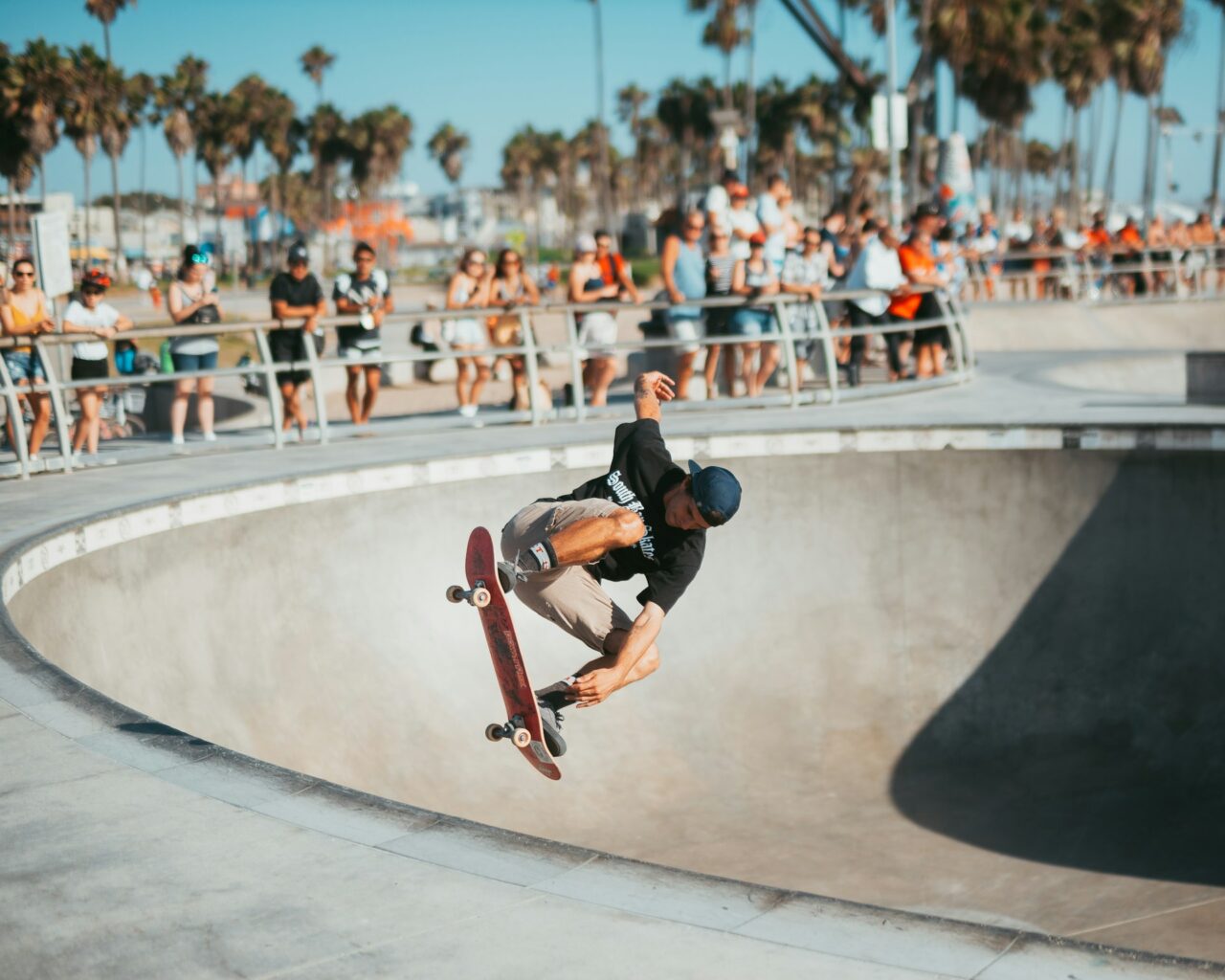 Person skateboarding at a skateboard park in Los Angeles